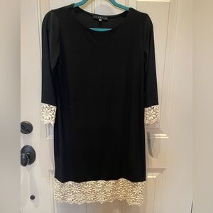 Tiana B. Black Dress with Floral Lace Trim